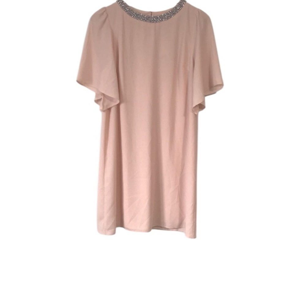 NWT Dorothy Perkins peach rhinestone neck short sleeve shift dress size 8